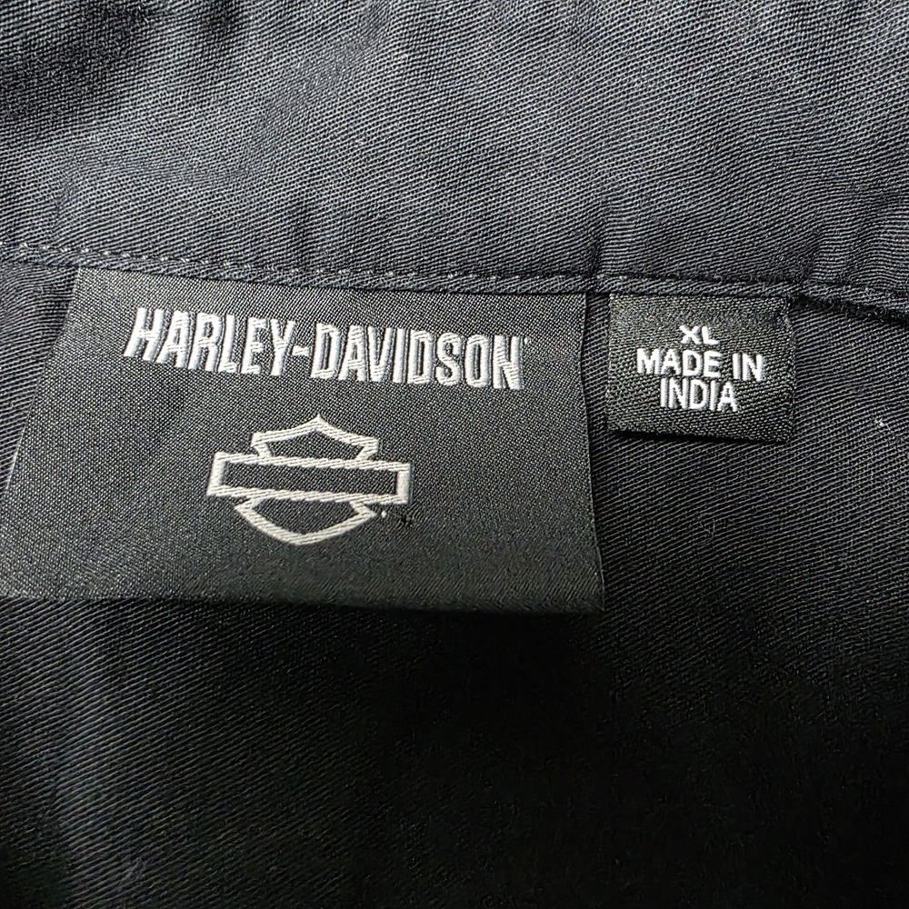 Harley Davidson Shirt Mens XL Black Button Down Wounded Warrior Project Logo - Picture 7 of 11